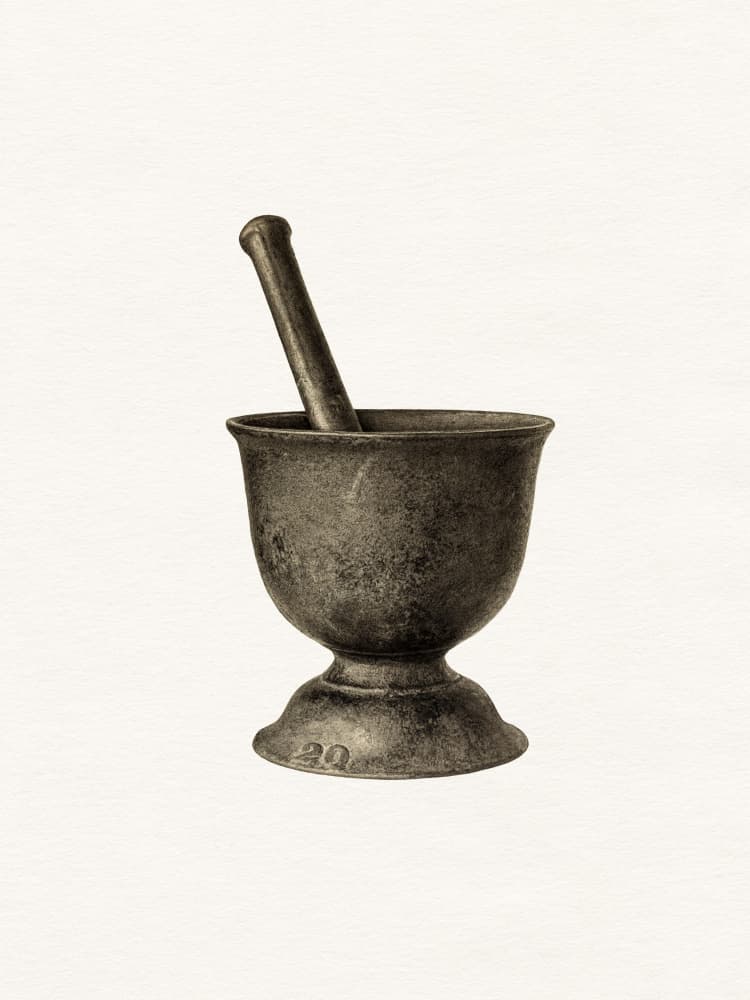 Vintage Apothecary Mortar by Wild Violets — canvas wall art