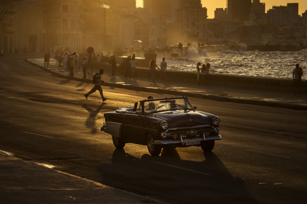 Vintage Car Havana Sunset by Dan Mirica — canvas wall art