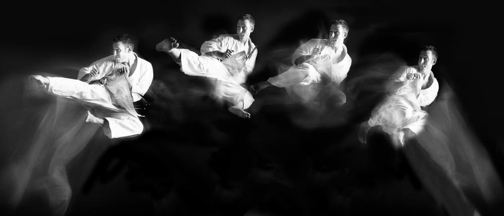 Flying Karate Kick Action by Hilde Ghesquiere — canvas wall art