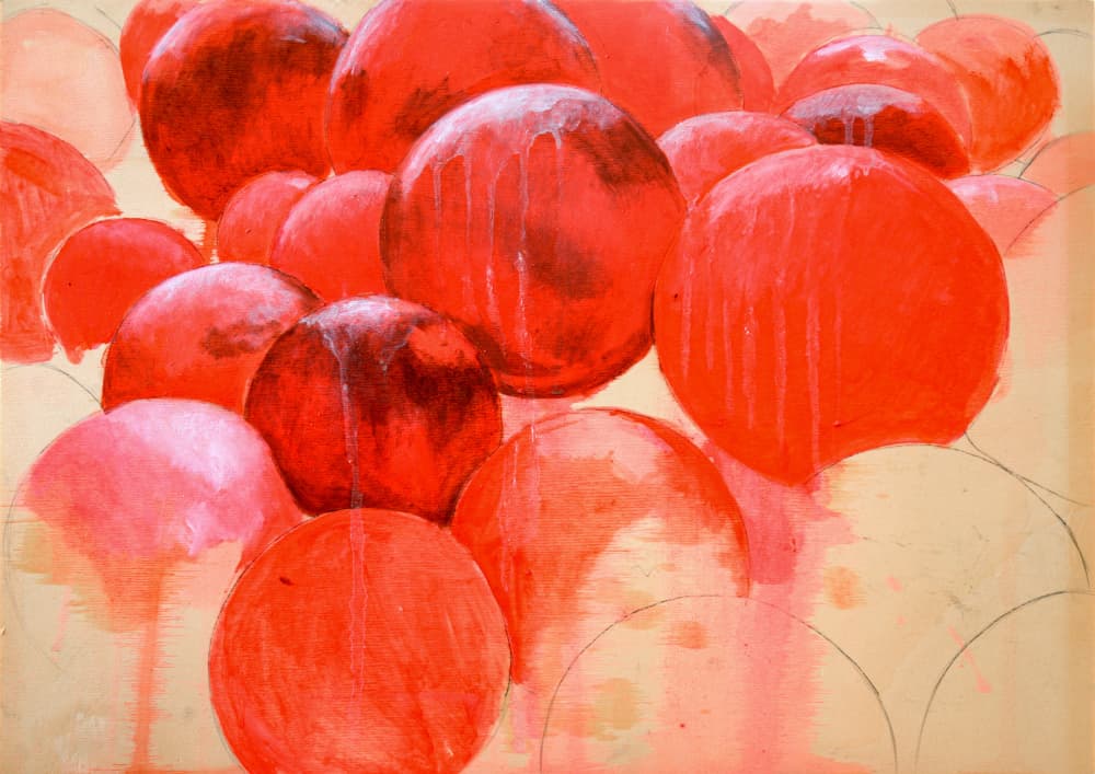 Dripping Red Circles by David Diehl — canvas wall art