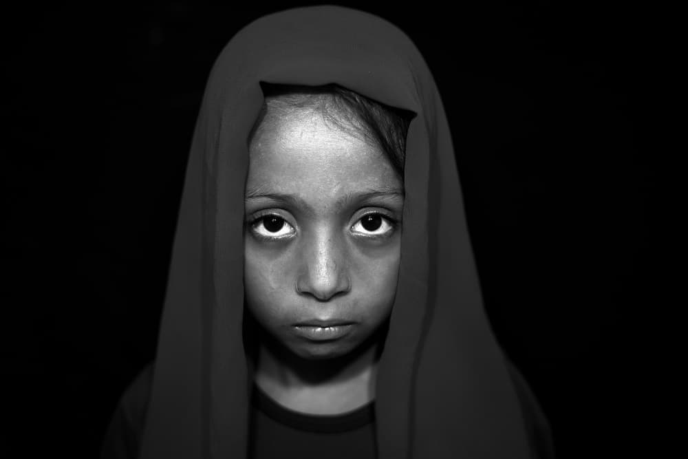 Serious Child Portrait by Hazem Swidan — canvas wall art