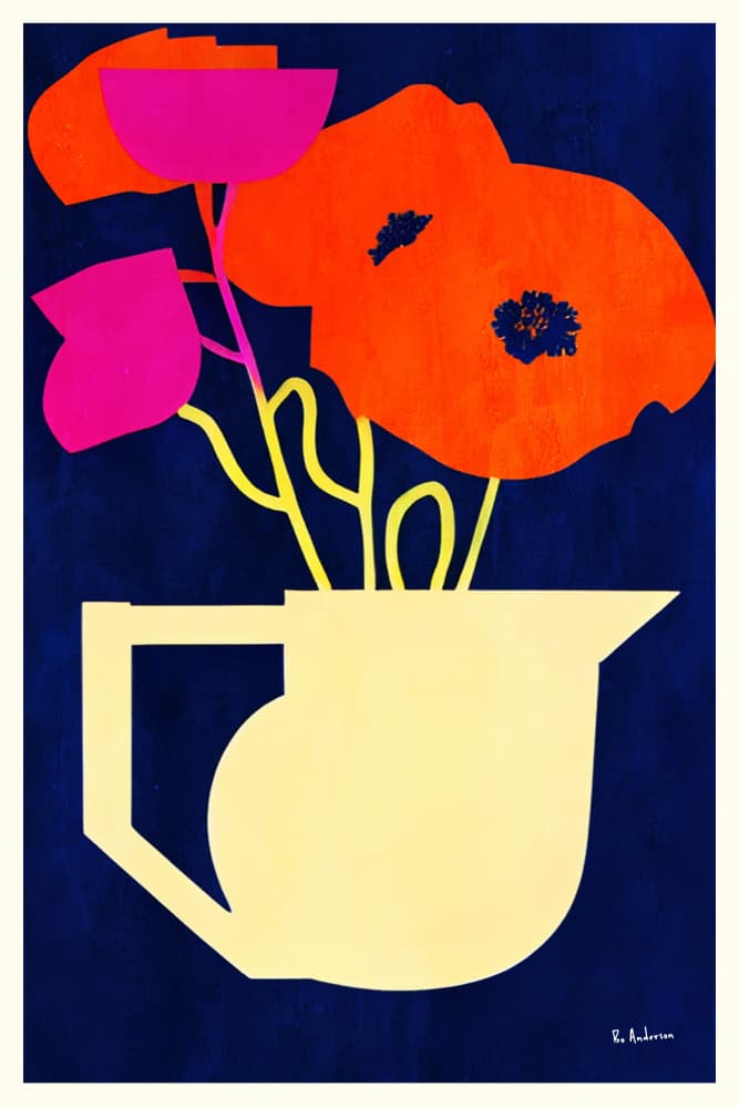 Vibrant Poppies Pitcher by Bo Anderson — canvas wall art