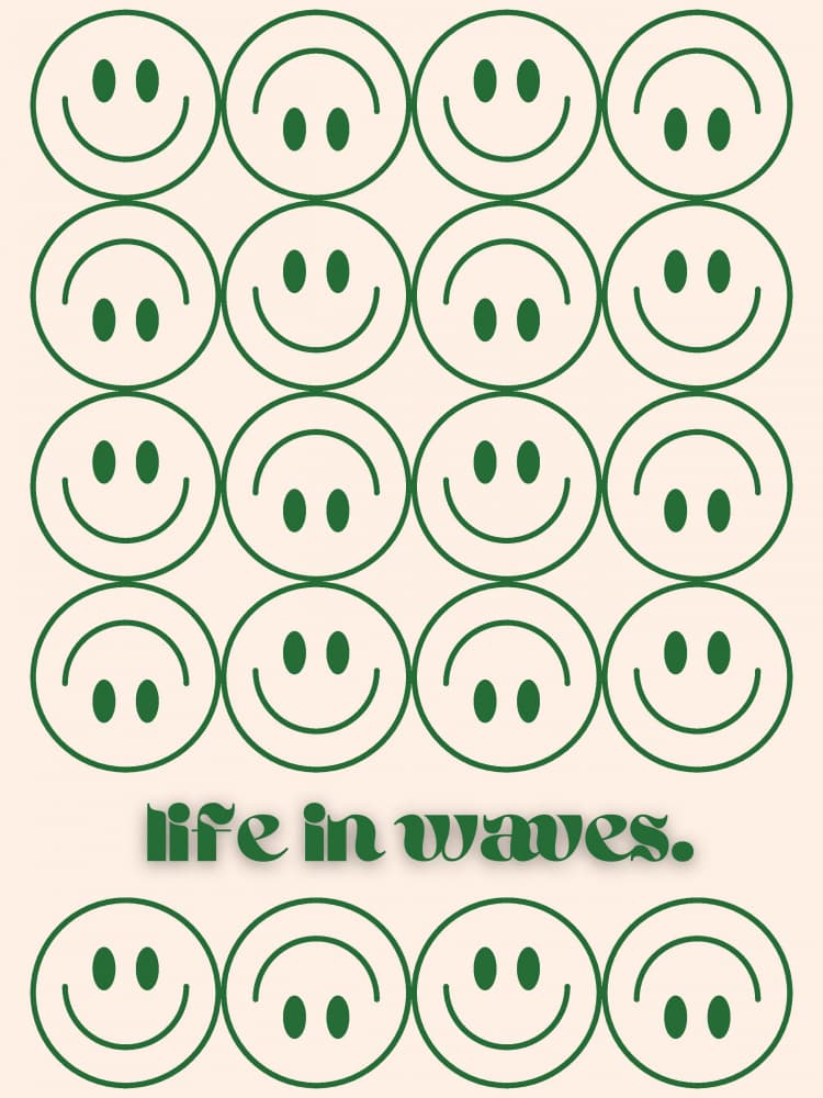 Happy Smiley Life Waves by Nazma Khokhar — canvas wall art