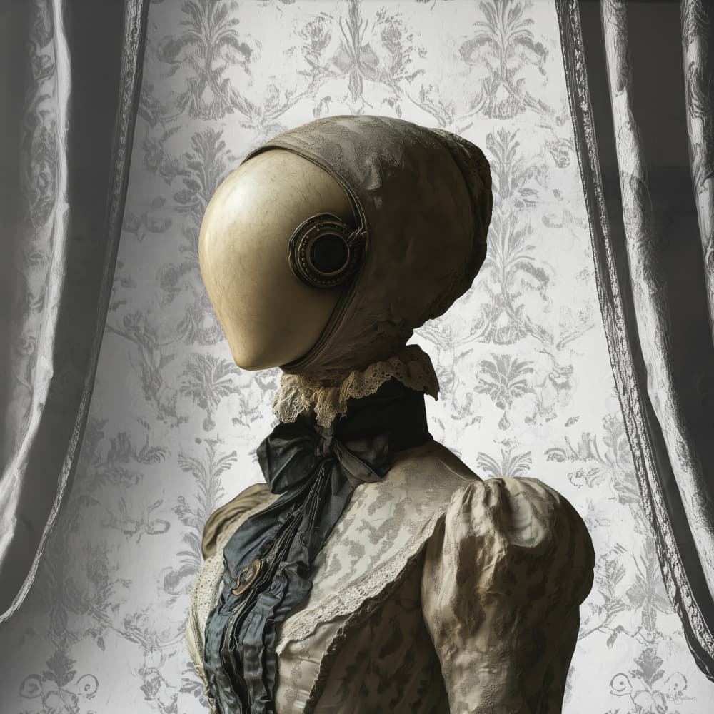Elegant Bonnet Doll by Sue Skellern — canvas wall art