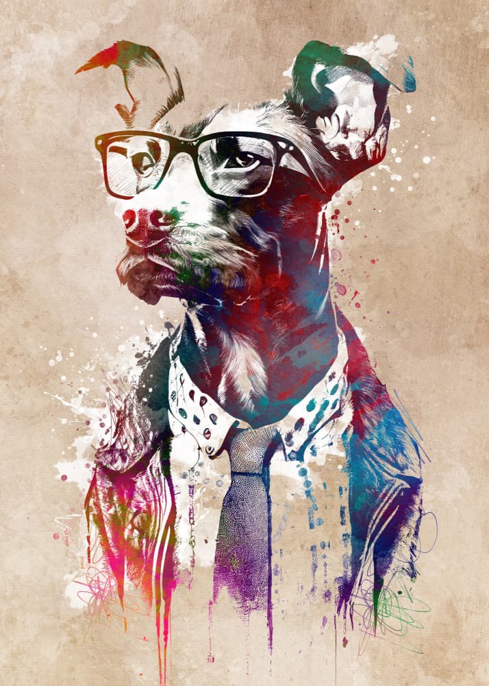 Colorful Dapper Dog by Justyna Jaszke — canvas wall art