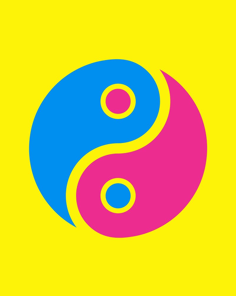 Pink Blue Yin Yang by Emiliano Deificus — canvas wall art