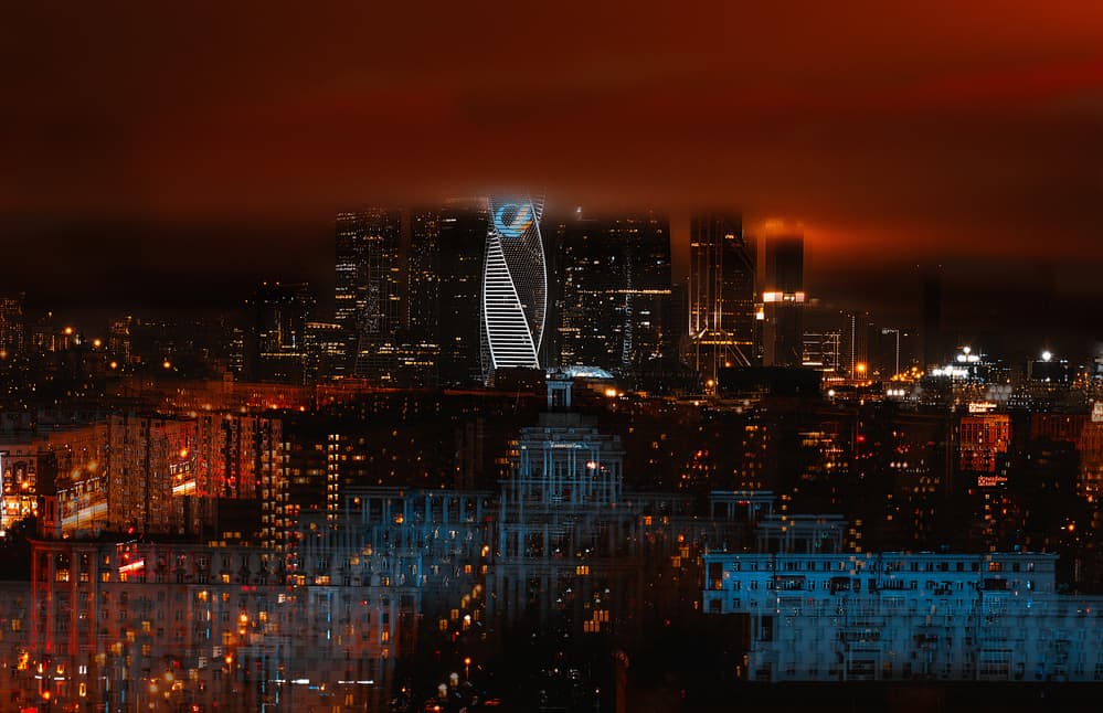 Urban Skyline Red Glow by Carmine Chiriacò — canvas wall art