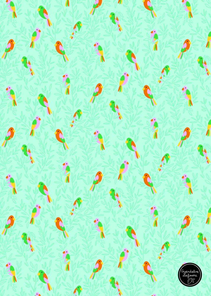 Playful Parrot Pattern by Gwendoline Lefeuvre — canvas wall art