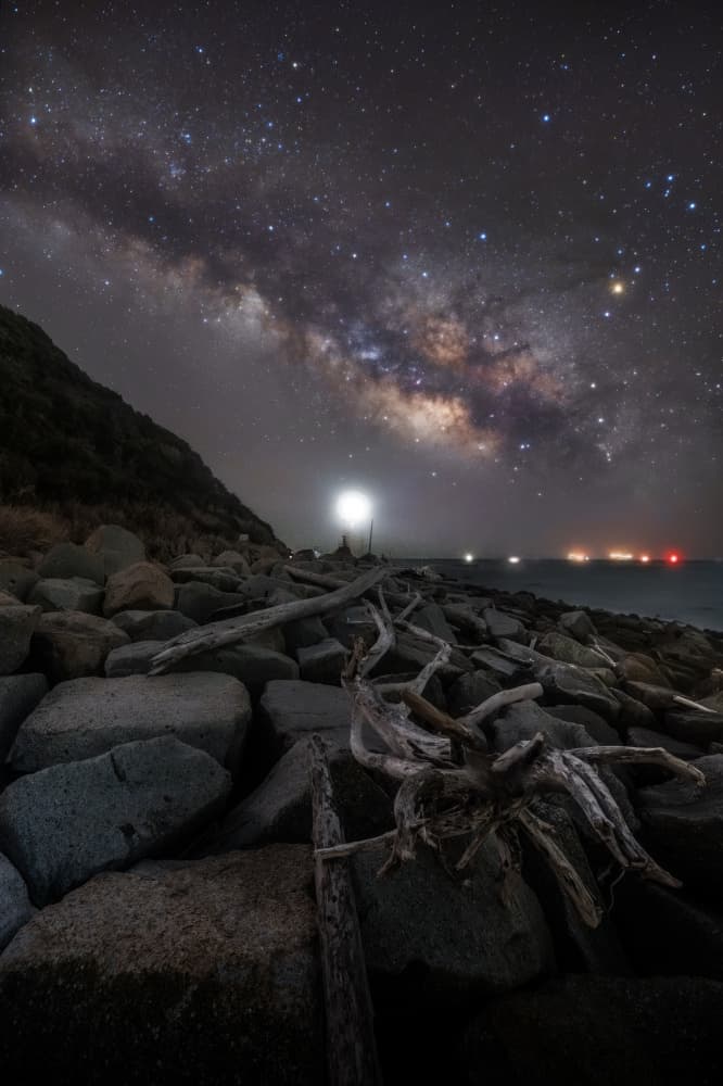 Milky Way Rocky Shore by まちゅばら/Hiroki Matsubara — canvas wall art