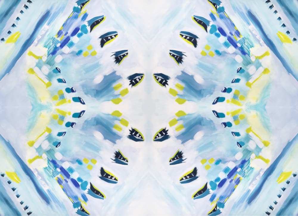 Blue Yellow Abstract Symmetry by Breanna Megan Studio — canvas wall art