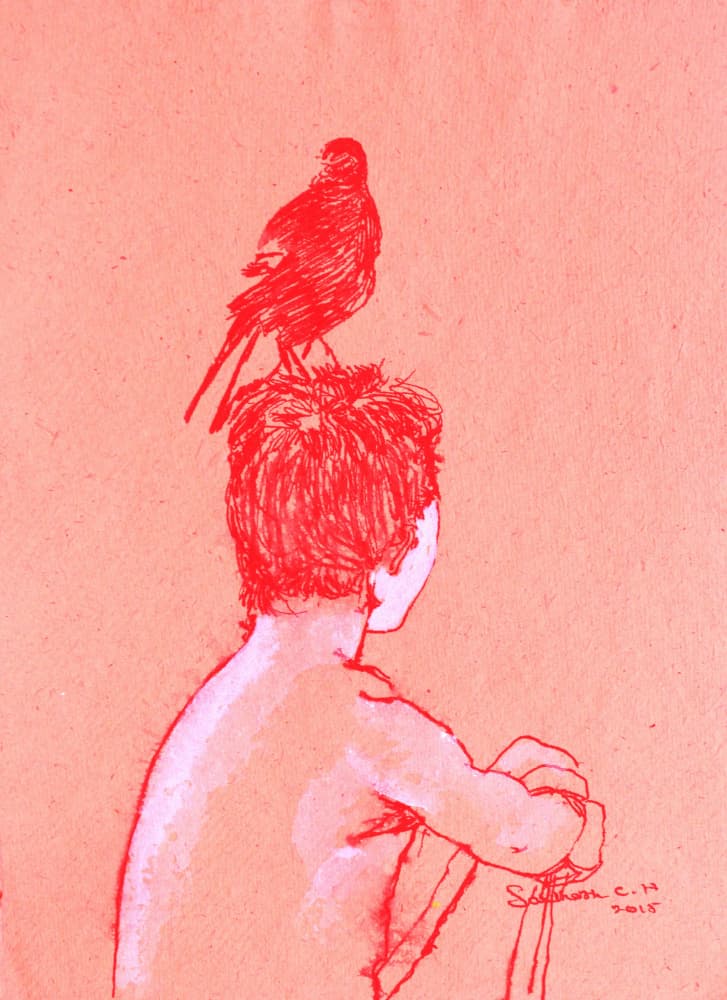 Quiet Boy and Bird by Santhosh ch — canvas wall art