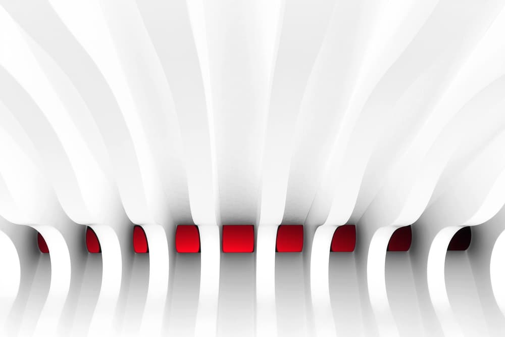 White Curves Red Accents by Hans-Wolfgang Hawerkamp — canvas wall art