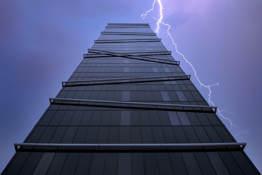 Lightning Strikes Skyscraper by Davorin Baloh — canvas wall art