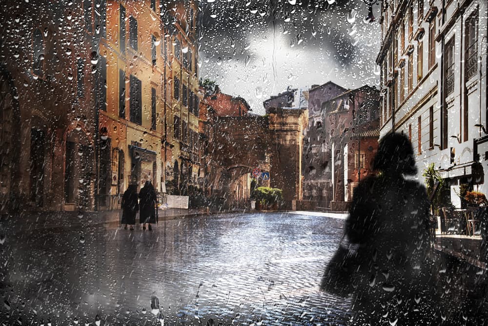 Rainy Historic Street by Nicodemo Quaglia — canvas wall art