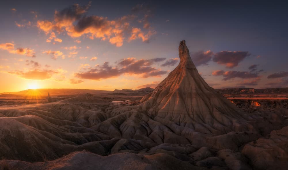 Golden Badlands Sunset by joanaduenas — canvas wall art
