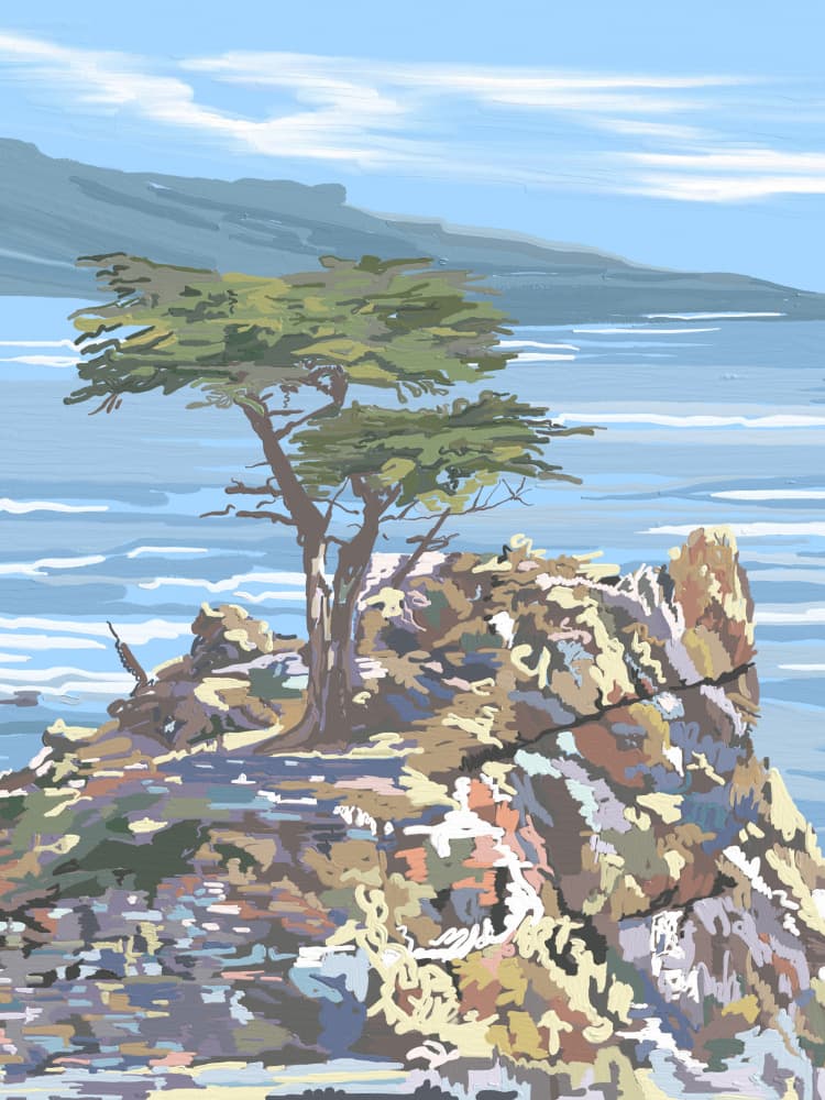 Lone Cypress Ocean View by Jenna Alheit — canvas wall art