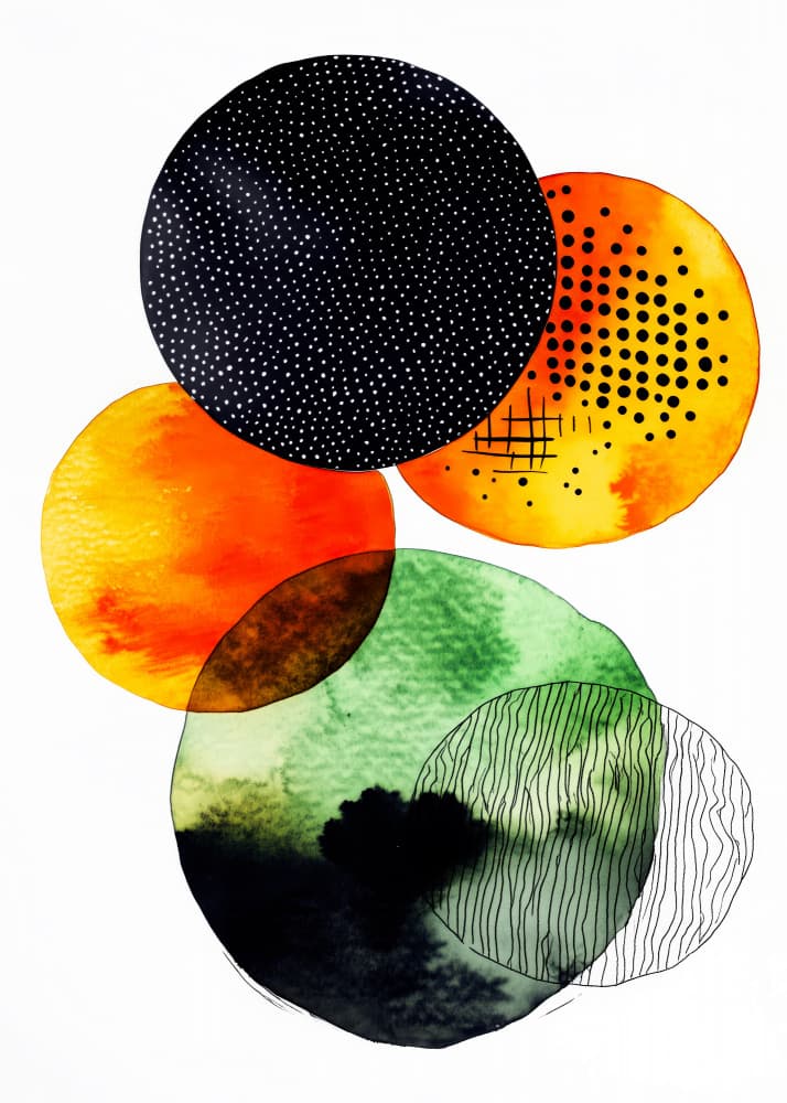 Colorful Abstract Circles by Justyna Jaszke — canvas wall art
