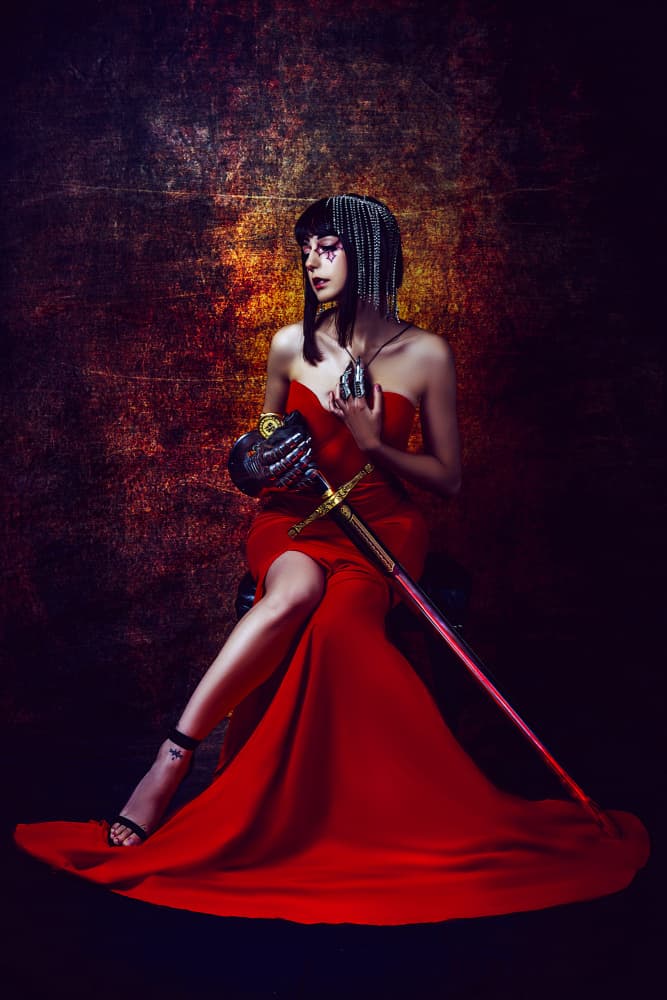 Red Dress Warrior Queen by Ruslan Bolgov — canvas wall art
