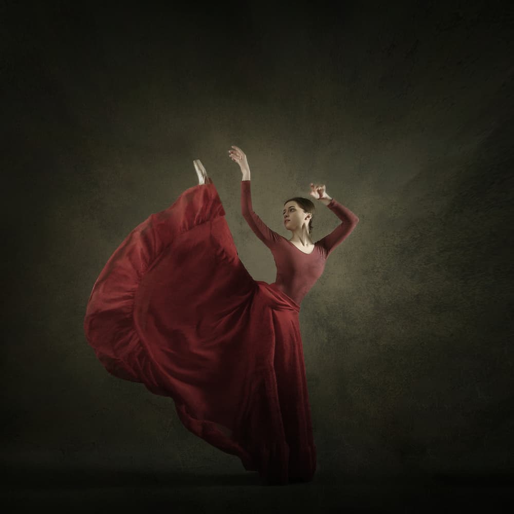 Graceful Red Dancer by Moein Hasheminasab — canvas wall art