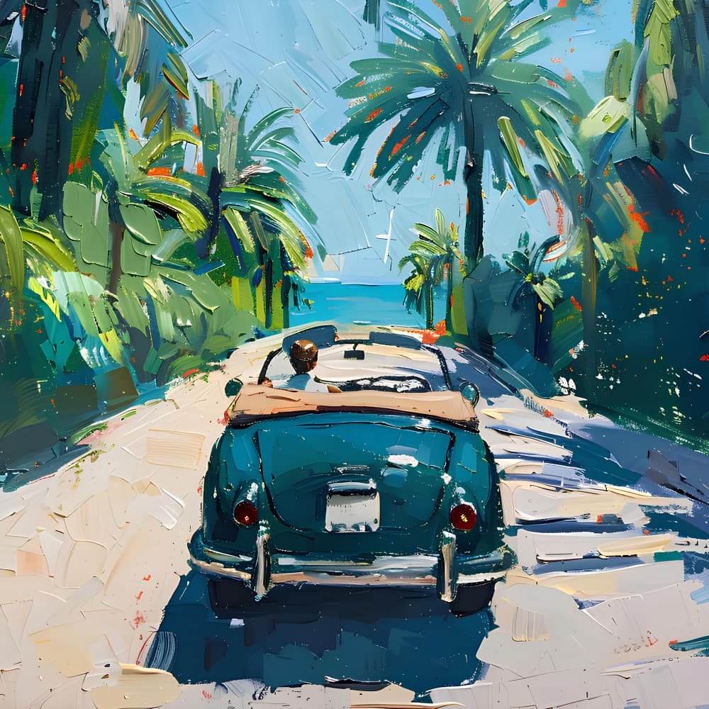 Classic Car Ocean Drive by Avanesova Elena — canvas wall art