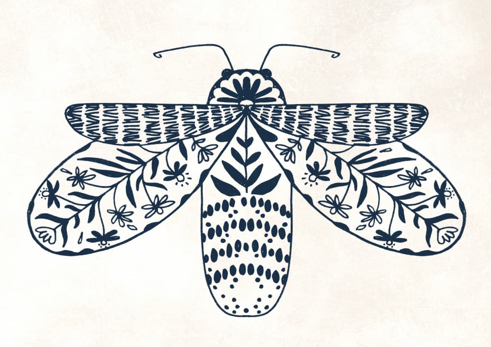 Bohemian Patterned Moth by Rosana Laiz Blursbyai — canvas wall art