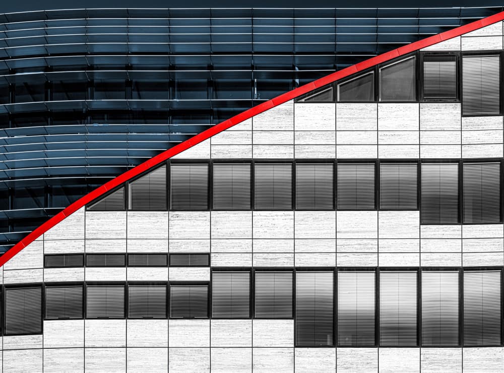 Striking Red Line Architecture by Roland M Schwerdtfeger — canvas wall art