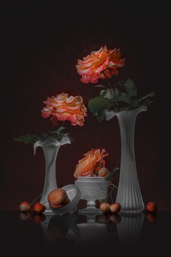 Elegant Rose Still Life by Lydia Jacobs — canvas wall art