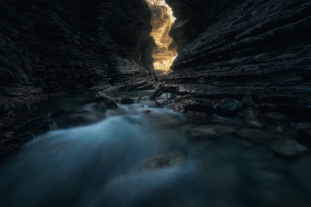 Glowing Canyon Stream by Thomas de Franzoni — canvas wall art