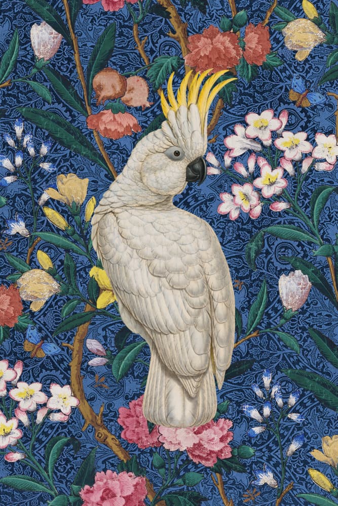 Exotic Cockatoo Floral Pattern by Marja van den Hurk — canvas wall art