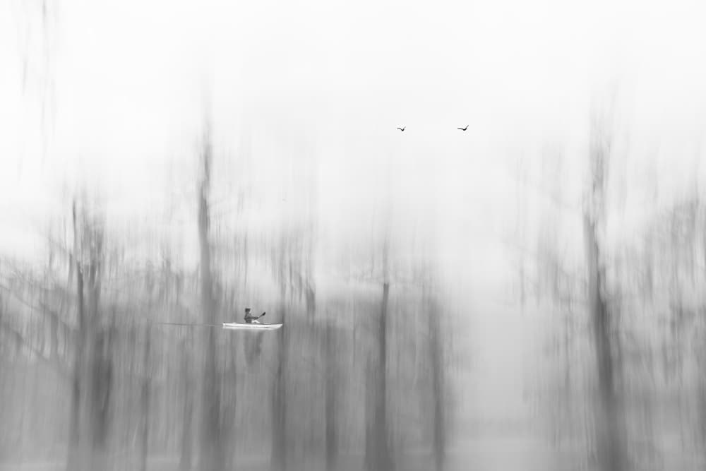 Misty Lake Kayak by DonnaHom APA — canvas wall art