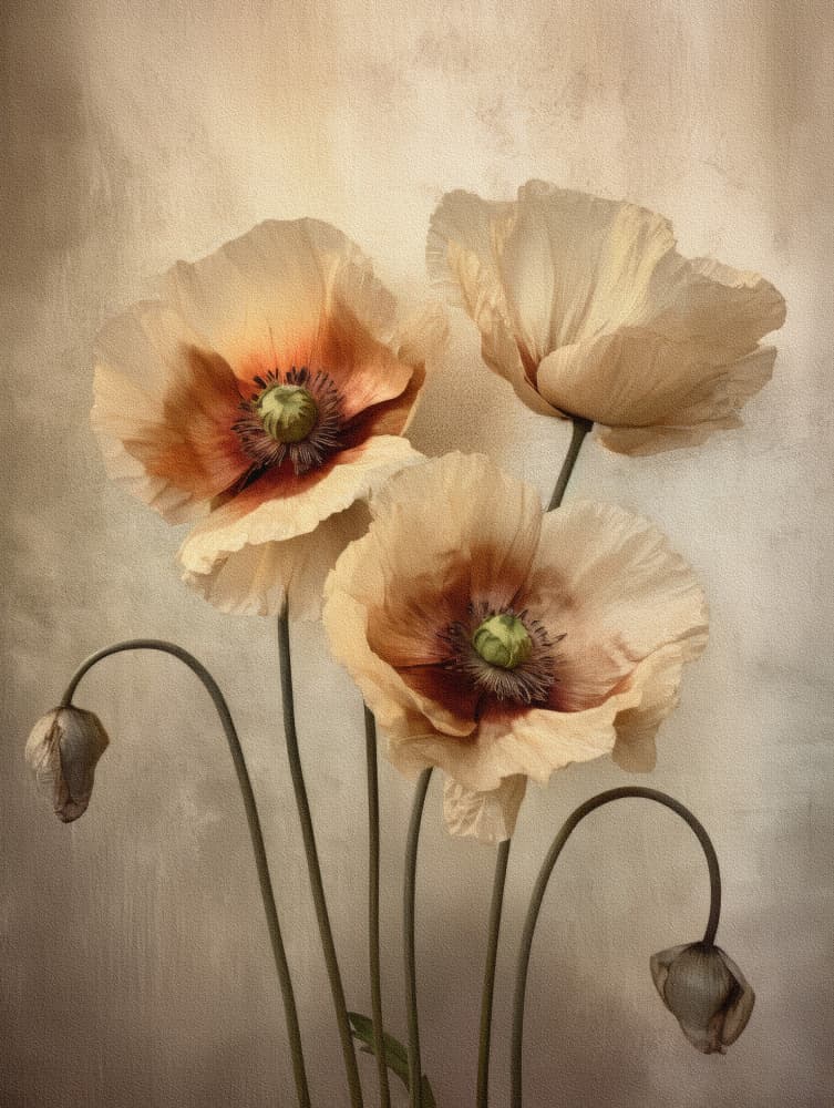 Vintage Poppies by Bilge Paksoylu — canvas wall art