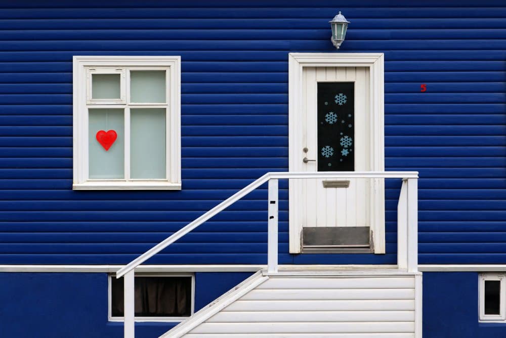 Blue House Red Heart by Hans-Wolfgang Hawerkamp — canvas wall art