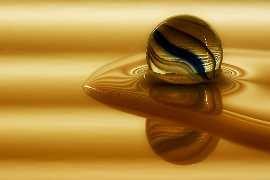 Golden Marble Reflection by Mel Brackstone — canvas wall art