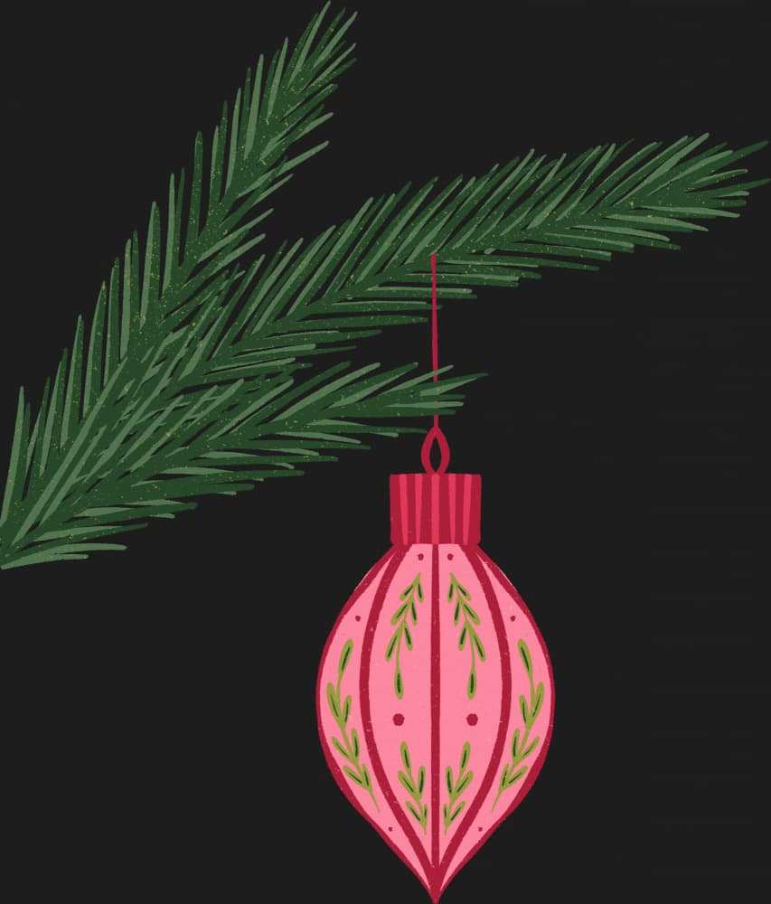 Festive Pink Tree Ornament by Angela Minca — canvas wall art