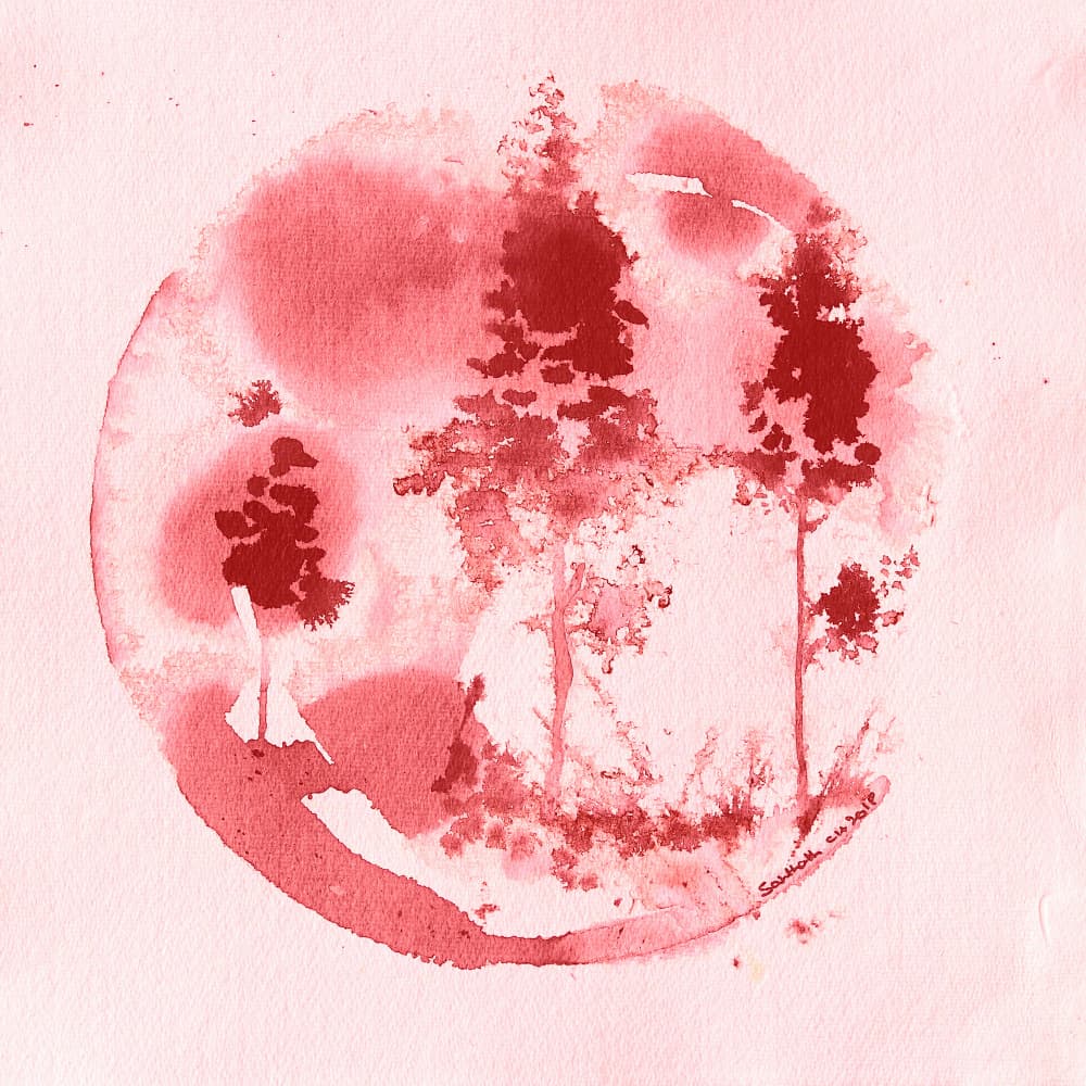 Serene Red Trees by Santhosh ch — canvas wall art