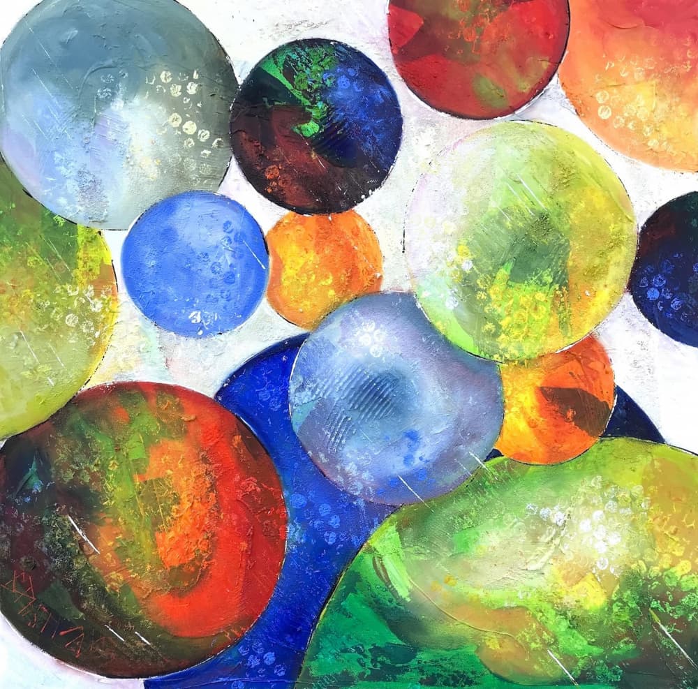 Vibrant Geometric Orbs by Barbara Piatti — canvas wall art
