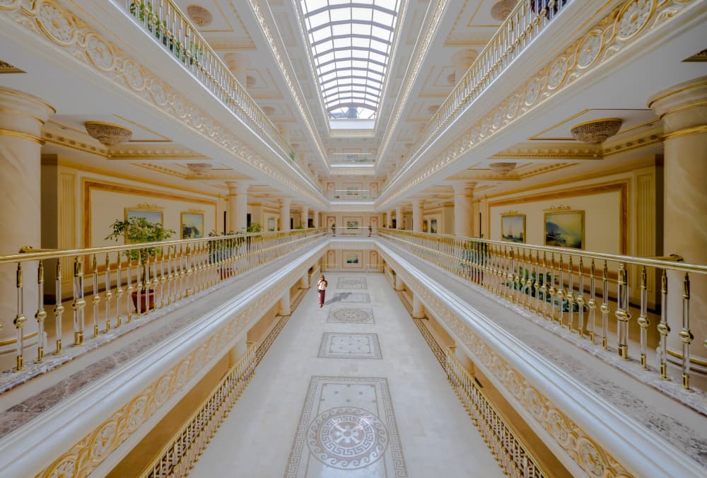 Golden Hallway Opulence by DonnaHom APA — canvas wall art