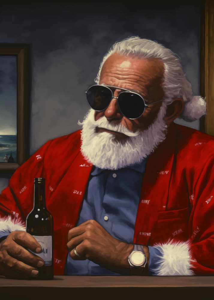 Cool Santa With Drink by Andreas Magnusson — canvas wall art
