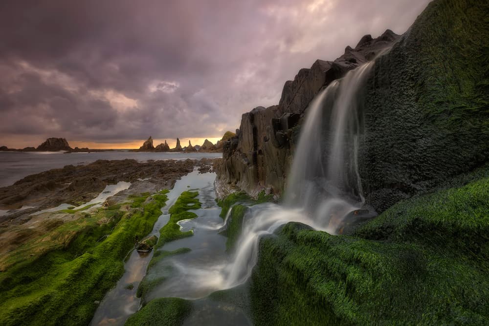 Coastal Waterfall Sunset by Doroteo Tobarra Narro — canvas wall art