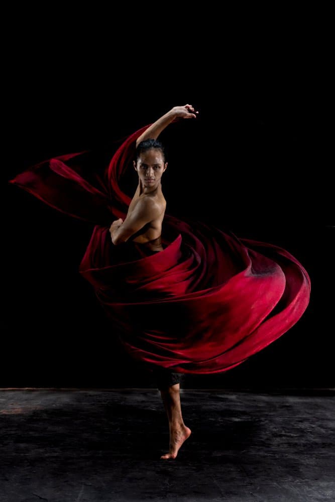 Flowing Red Dance by Sally Widjaja — canvas wall art