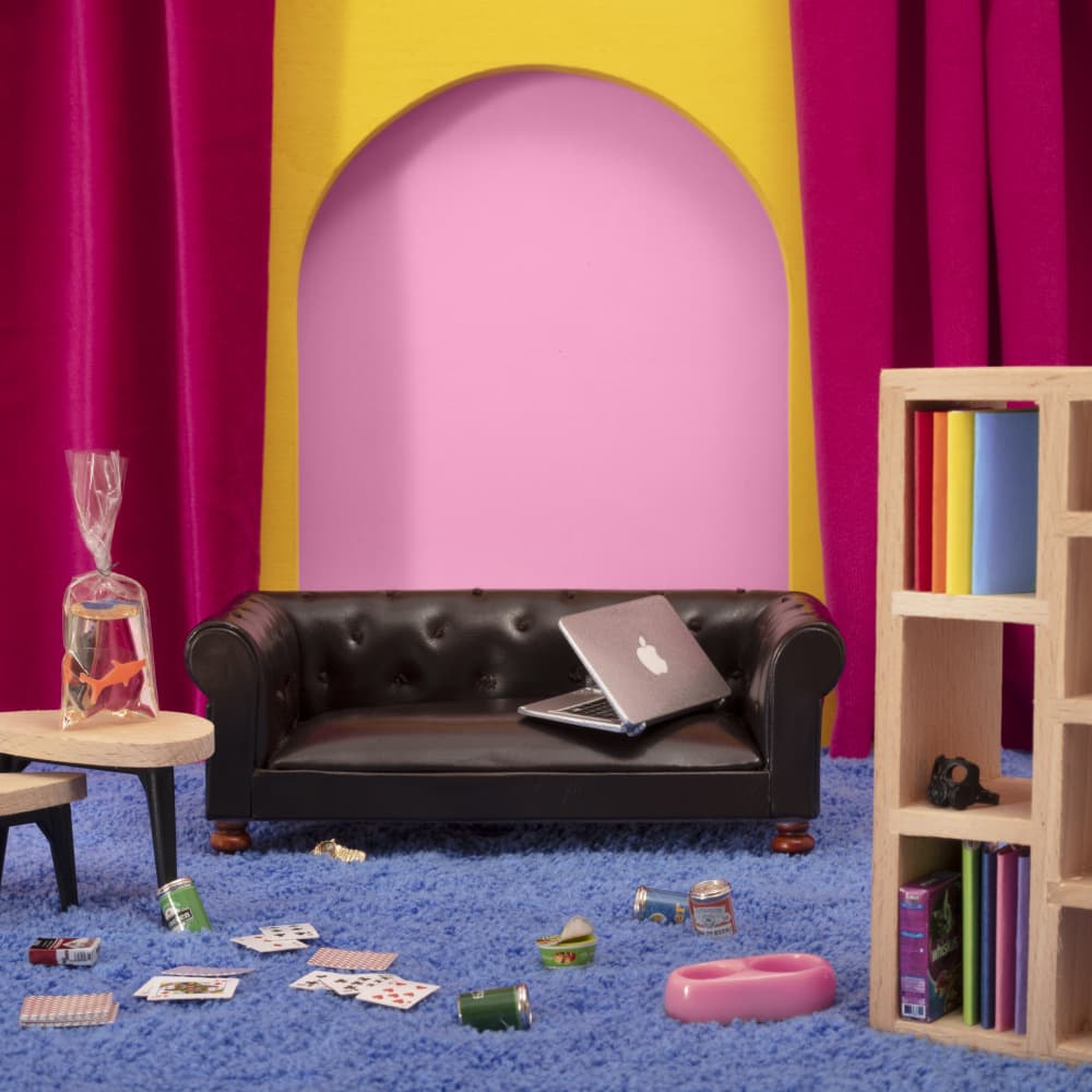 Messy Miniature Room by Julia Ramiro — canvas wall art