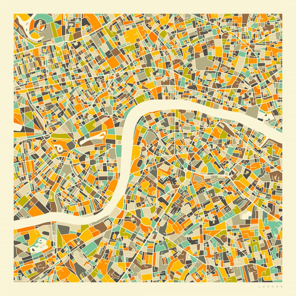 Colorful London City Map by Jazzberry Blue — canvas wall art