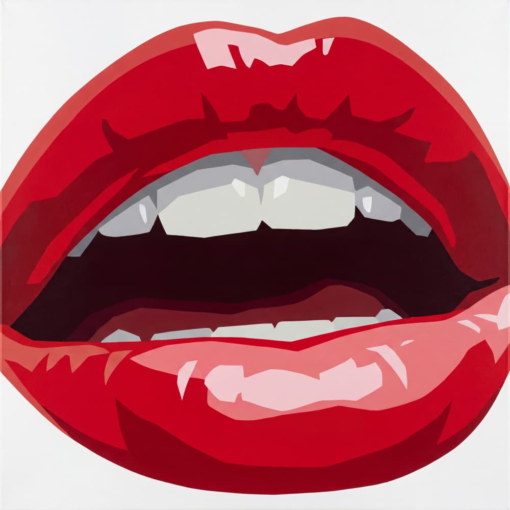 Red Lips Open Wide by Andreas Magnusson — canvas wall art