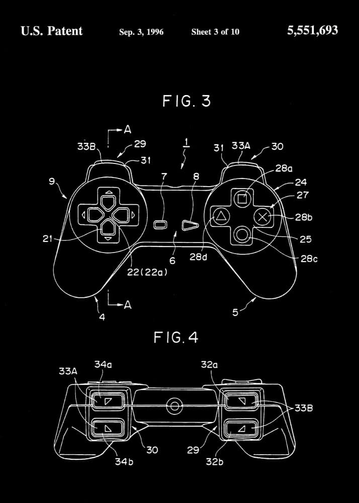 Vintage Controller Blueprint by Andreas Magnusson — canvas wall art