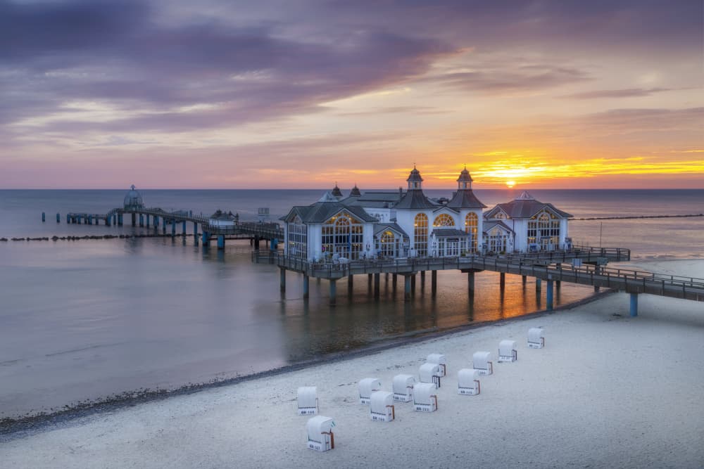 Seaside Pier Sunset by Melanie Viola — canvas wall art