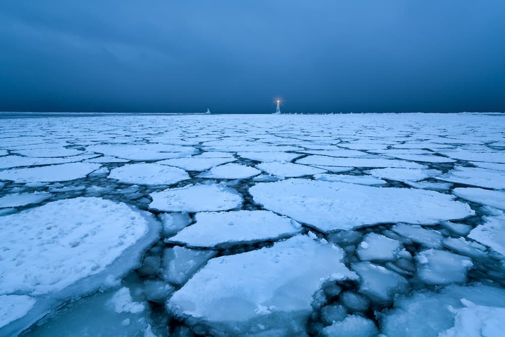 Frozen Ocean Beacon by John Fan — canvas wall art