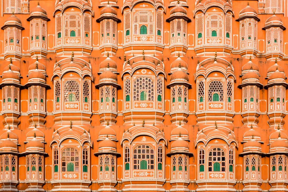 Hawa Mahal Palace Windows by Hervé Loire — canvas wall art