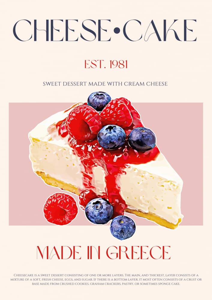 Sweet Greek Cheesecake Slice by Nazma Khokhar — canvas wall art