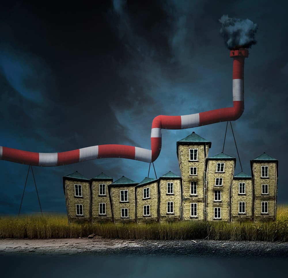 Surreal Smoke Pipe Buildings by David Senechal Photographie (polydactyle) — canvas wall art