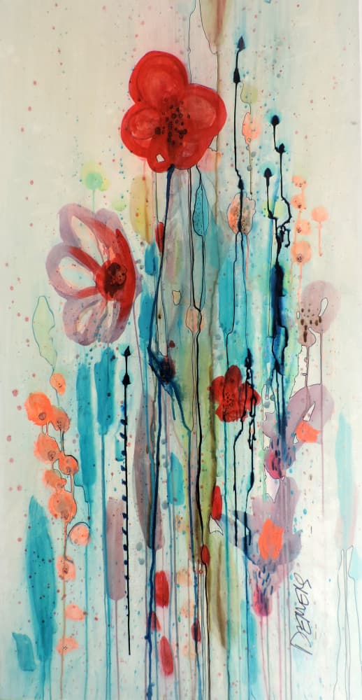Vibrant Floral Drips by Sylvie Demers — canvas wall art